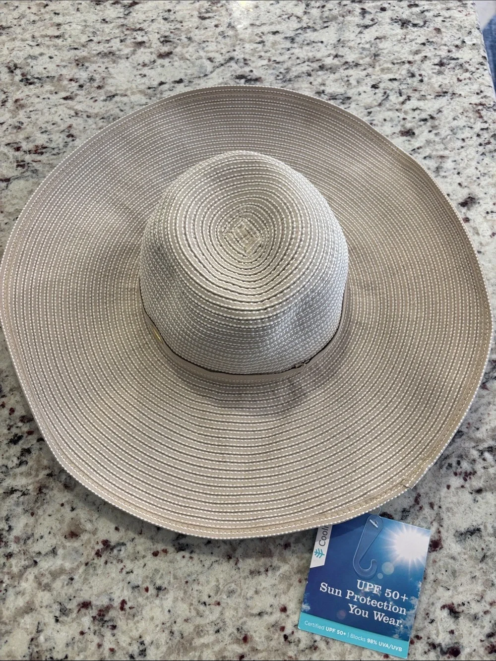 Coolibar Wide-Brim Sun Hat in Light Beige